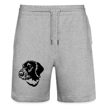 Deutsch Drahthaar - Stanley/Stella Unisex Bio Joggingshorts Trainer  - Grau meliert - Vorne - Nik (191cm) & Marisol (170cm)