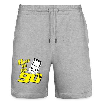 90s Party , Theme Party , 90s Retro Game (25) - Stanley/Stella Trainer Unisex Organic Jogging Shorts - heather grey - Front - Nik (191cm) & Marisol (170cm)