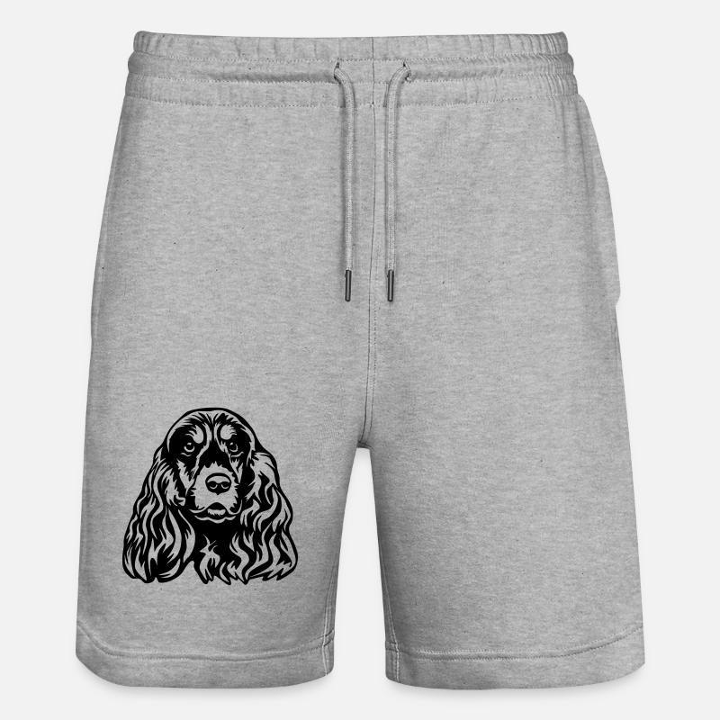 Cocker Spaniel Head - Stanley/Stella Trainer Unisex Organic Jogging Shorts - heather grey