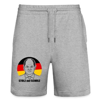 stolz auf Scholz, Bundeskanzler, Deutschland Shirt - Stanley/Stella Unisex Bio Joggingshorts Trainer  - Grau meliert - Vorne - Nik (191cm) & Marisol (170cm)