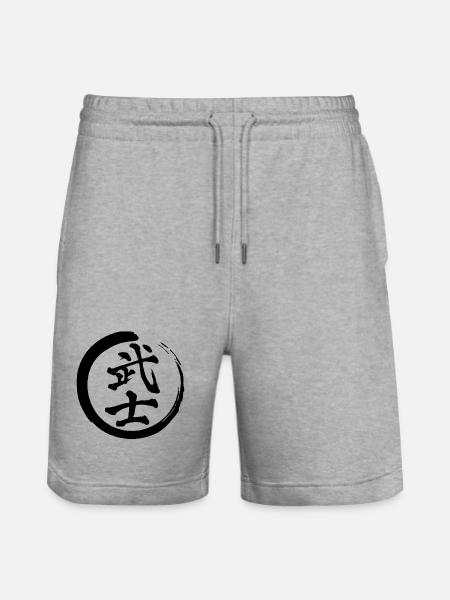 Kanji japonais noir pour le mot guerrier - Short de jogging bio TRAINER Stanley/Stella unisexe - gris chiné