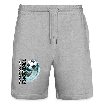 Dynamischer Fußball und Fußballschuh - Stanley/Stella Unisex Bio Joggingshorts Trainer  - Grau meliert - Vorne - Nik (191cm) & Marisol (170cm)