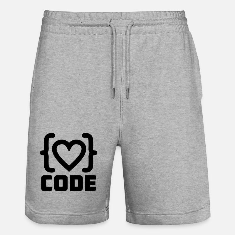 Herzprogrammierer Code Logo mit Text CODE - Stanley/Stella Unisex Bio Joggingshorts Trainer  - Grau meliert