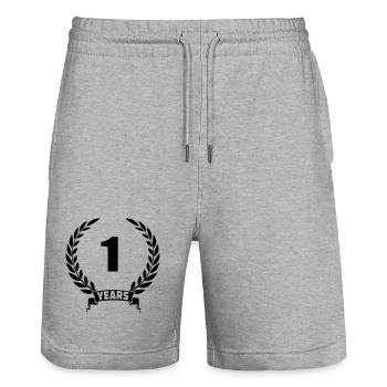 Laurel wreath 1 year with number and banner year - Stanley/Stella Trainer Unisex Organic Jogging Shorts - heather grey - Front - Nik (191cm) & Marisol (170cm)