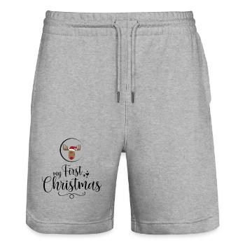 mon premier Noël - Short de jogging bio TRAINER Stanley/Stella unisexe - gris chiné - Devant - Nik (191cm) & Marisol (170cm)
