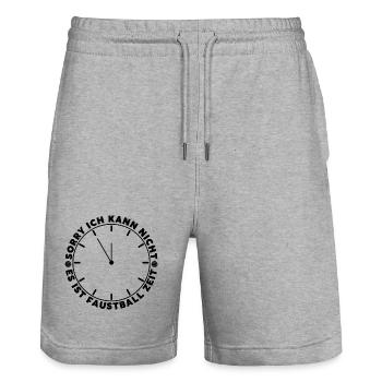 Sorry ich kann nicht Es ist Faustball Zeit - Stanley/Stella Unisex Bio Joggingshorts Trainer  - Grau meliert - Vorne - Nik (191cm) & Marisol (170cm)