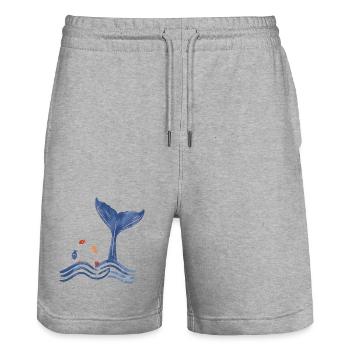 Ailerons de baleine et poissons - Short de jogging bio TRAINER Stanley/Stella unisexe - gris chiné - Devant - Nik (191cm) & Marisol (170cm)