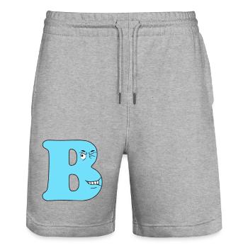 B - Short de jogging bio TRAINER Stanley/Stella unisexe - gris chiné - Devant - Nik (191cm) & Marisol (170cm)