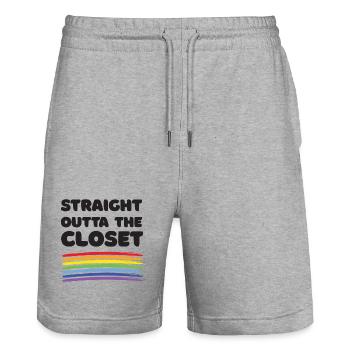 Pride Month – Straight Outta The Closet - Stanley/Stella Trainer Unisex Organic Jogging Shorts - heather grey - Front - Nik (191cm) & Marisol (170cm)