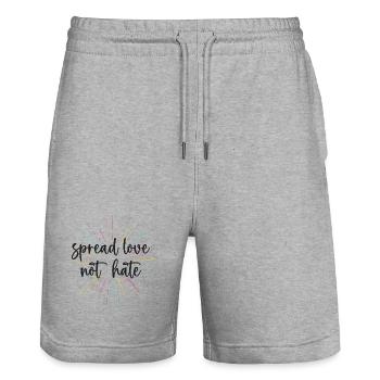 Pride Month - Spread Love Not Hate - Stanley/Stella Trainer Unisex Organic Jogging Shorts - heather grey - Front - Nik (191cm) & Marisol (170cm)