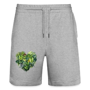 Blätterherz Tropenwald - Stanley/Stella Unisex Bio Joggingshorts Trainer  - Grau meliert - Vorne - Nik (191cm) & Marisol (170cm)