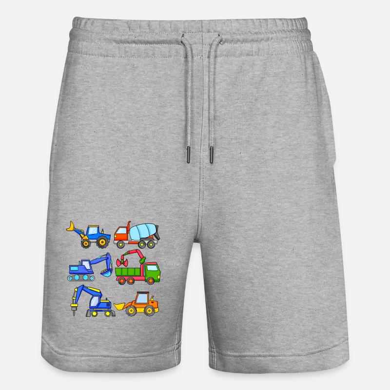 Construction Site Vehicles Vehicle - Stanley/Stella Trainer Unisex Organic Jogging Shorts - heather grey