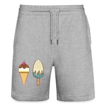 Eis - Stanley/Stella Unisex Bio Joggingshorts Trainer  - Grau meliert - Vorne - Nik (191cm) & Marisol (170cm)