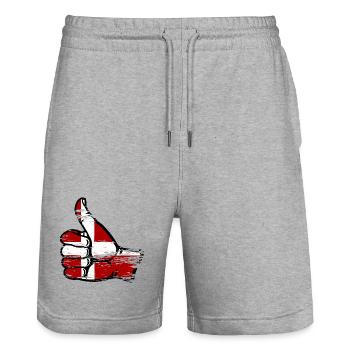 Denmark Flag All Right Symbol - Stanley/Stella Trainer Unisex Organic Jogging Shorts - heather grey - Front - Nik (191cm) & Marisol (170cm)