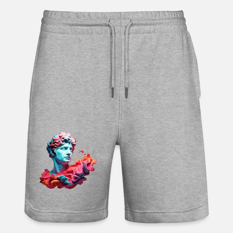 Bust psychédélique néon - Short de jogging bio TRAINER Stanley/Stella unisexe - gris chiné