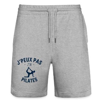 J peux pas j ai Pilates - Short de jogging bio TRAINER Stanley/Stella unisexe - gris chiné - Devant - Nik (191cm) & Marisol (170cm)