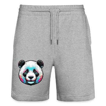 Panda - Stanley/Stella Trainer Unisex Organic Jogging Shorts - heather grey - Front - Nik (191cm) & Marisol (170cm)