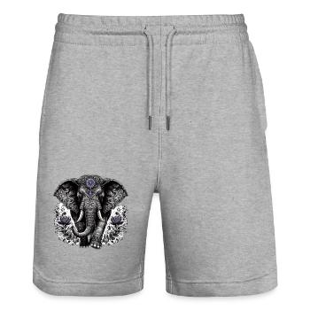 Elefant mit Kopfschmuck - Stanley/Stella Unisex Bio Joggingshorts Trainer  - Grau meliert - Vorne - Nik (191cm) & Marisol (170cm)