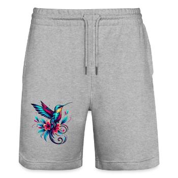 Colibri - Short de jogging bio TRAINER Stanley/Stella unisexe - gris chiné - Devant - Nik (191cm) & Marisol (170cm)
