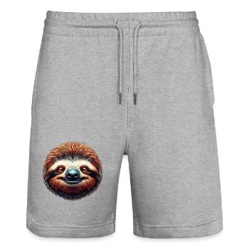 Sloth - Stanley/Stella Trainer Unisex Organic Jogging Shorts - heather grey - Front - Nik (191cm) & Marisol (170cm)