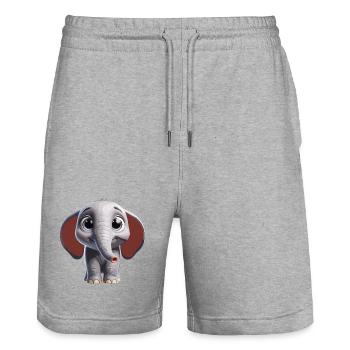 Niedliches Elefanten-Kunstdesign - Stanley/Stella Unisex Bio Joggingshorts Trainer  - Grau meliert - Vorne - Nik (191cm) & Marisol (170cm)