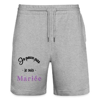 MARIEE. FUTURE MARIEE - Short de jogging bio TRAINER Stanley/Stella unisexe - gris chiné - Devant - Nik (191cm) & Marisol (170cm)