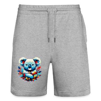 Koala - Short de jogging bio TRAINER Stanley/Stella unisexe - gris chiné - Devant - Nik (191cm) & Marisol (170cm)