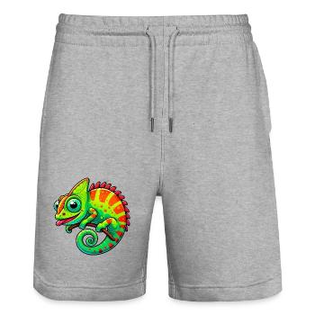 Chameleon - Stanley/Stella Trainer Unisex Organic Jogging Shorts - heather grey - Front - Nik (191cm) & Marisol (170cm)