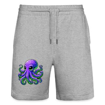 Octopus - Stanley/Stella Trainer Unisex Organic Jogging Shorts - heather grey - Front - Nik (191cm) & Marisol (170cm)