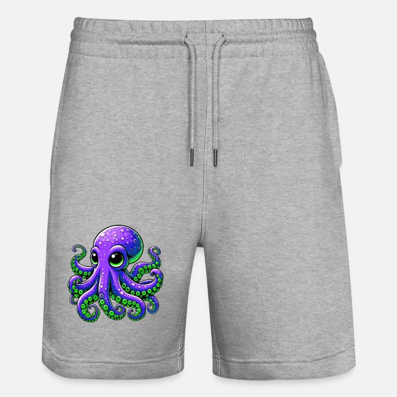 Octopus - Stanley/Stella Trainer Unisex Organic Jogging Shorts - heather grey