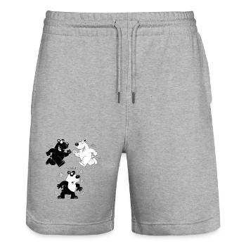 The birth of the panda - Stanley/Stella Trainer Unisex Organic Jogging Shorts - heather grey - Front - Nik (191cm) & Marisol (170cm)