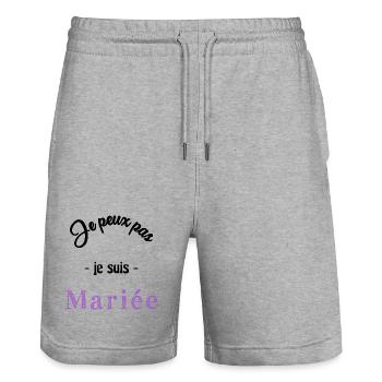 EVJF. MARIEE. TEAM. TEAM MARIEE. FUTURE MARIEE - Short de jogging bio TRAINER Stanley/Stella unisexe - gris chiné - Devant - Nik (191cm) & Marisol (170cm)