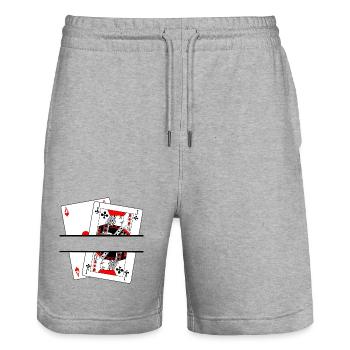 Bannière de blackjack - Short de jogging bio TRAINER Stanley/Stella unisexe - gris chiné - Devant - Nik (191cm) & Marisol (170cm)