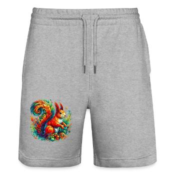 Squirrel - Stanley/Stella Trainer Unisex Organic Jogging Shorts - heather grey - Front - Nik (191cm) & Marisol (170cm)