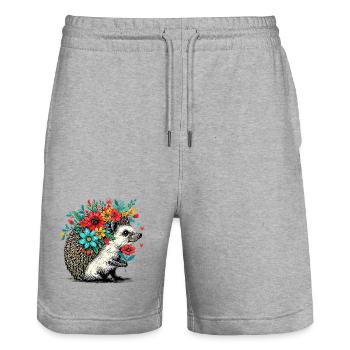 Igel - Stanley/Stella Unisex Bio Joggingshorts Trainer  - Grau meliert - Vorne - Nik (191cm) & Marisol (170cm)