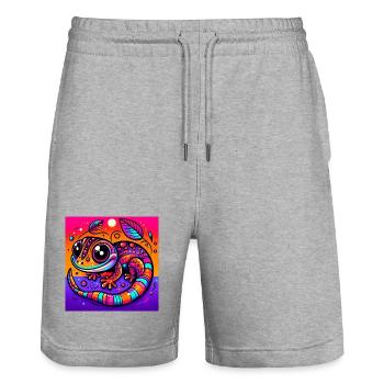 Gecko - Stanley/Stella Unisex Bio Joggingshorts Trainer  - Grau meliert - Vorne - Nik (191cm) & Marisol (170cm)