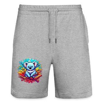 Koala - Stanley/Stella Trainer Unisex Organic Jogging Shorts - heather grey - Front - Nik (191cm) & Marisol (170cm)