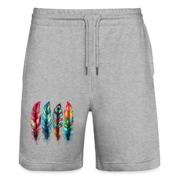 Plume - Short de jogging bio TRAINER Stanley/Stella unisexe - gris chiné - Devant - Nik (191cm) & Marisol (170cm)