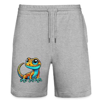 Gecko - Stanley/Stella Unisex Bio Joggingshorts Trainer  - Grau meliert - Vorne - Nik (191cm) & Marisol (170cm)