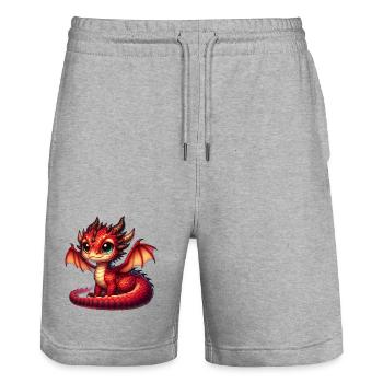 Dragon - Stanley/Stella Trainer Unisex Organic Jogging Shorts - heather grey - Front - Nik (191cm) & Marisol (170cm)
