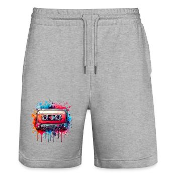 Colorful vintage retro music cassette - Stanley/Stella Trainer Unisex Organic Jogging Shorts - heather grey - Front - Nik (191cm) & Marisol (170cm)