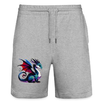 Drache - Stanley/Stella Unisex Bio Joggingshorts Trainer  - Grau meliert - Vorne - Nik (191cm) & Marisol (170cm)