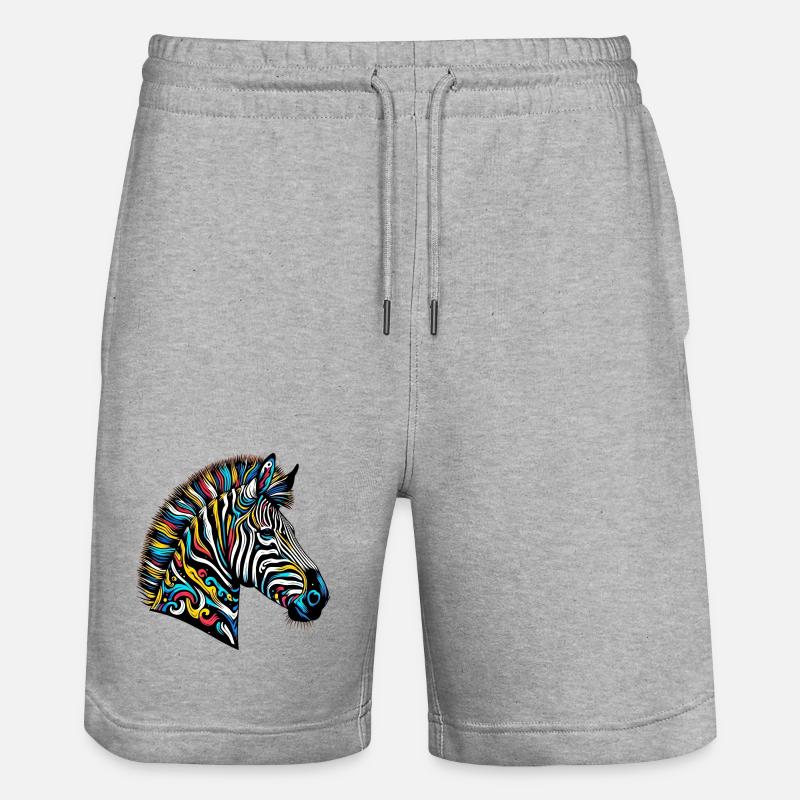 Zebra - Stanley/Stella Unisex Bio Joggingshorts Trainer  - Grau meliert
