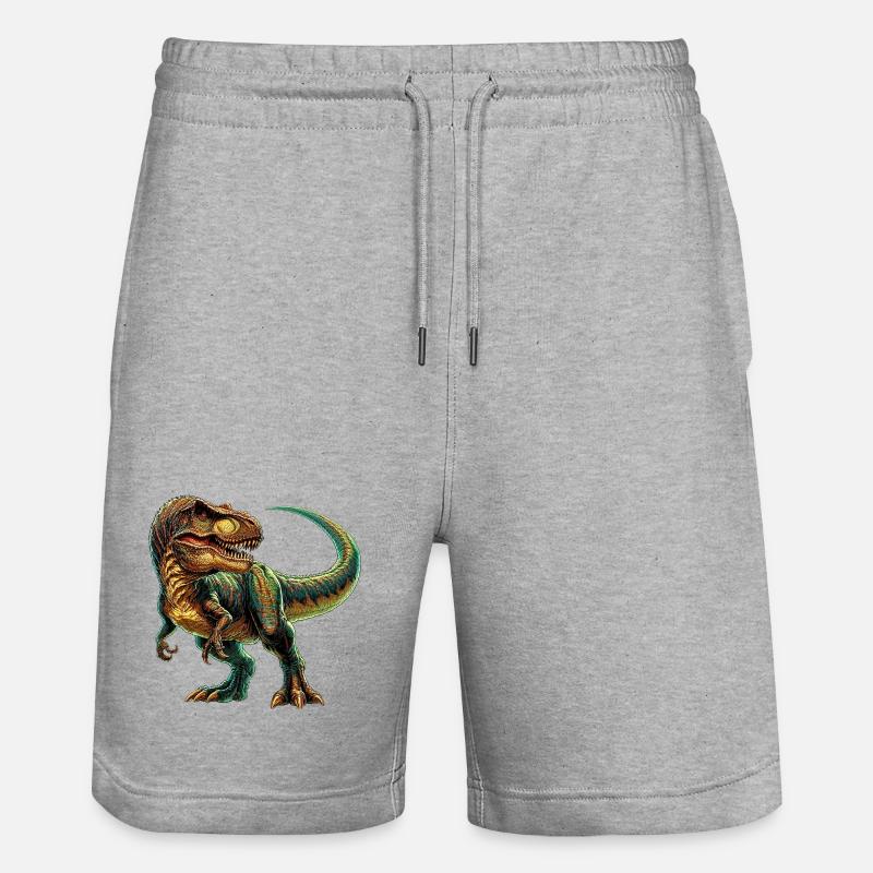 Dinosaur - Stanley/Stella Trainer Unisex Organic Jogging Shorts - heather grey
