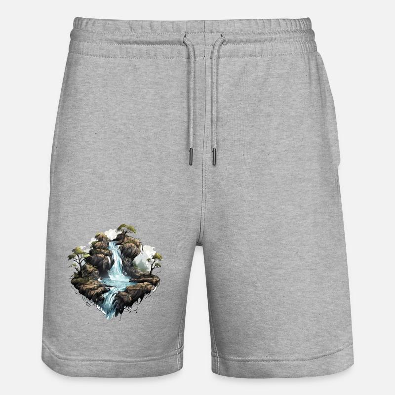 Wasserfall 01 - Stanley/Stella Unisex Bio Joggingshorts Trainer  - Grau meliert