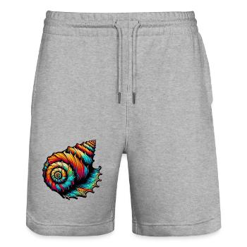 Shell - Stanley/Stella Trainer Unisex Organic Jogging Shorts - heather grey - Front - Nik (191cm) & Marisol (170cm)