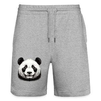 Panda - Stanley/Stella Trainer Unisex Organic Jogging Shorts - heather grey - Front - Nik (191cm) & Marisol (170cm)