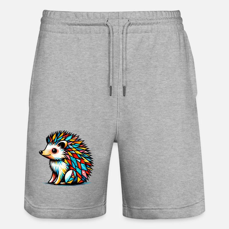 Hedgehog - Stanley/Stella Trainer Unisex Organic Jogging Shorts - heather grey