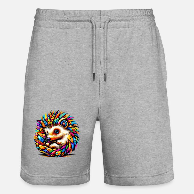 Hedgehog - Stanley/Stella Trainer Unisex Organic Jogging Shorts - heather grey