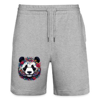 Panda - Short de jogging bio TRAINER Stanley/Stella unisexe - gris chiné - Devant - Nik (191cm) & Marisol (170cm)